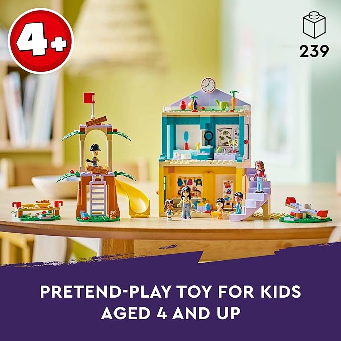 LEGO Friends Heartlake City Preschool Classroom Toy for Kids Creative Pretend Play for Girls and Boys Ages 4 Years Old and Up Comes with 2 Mini Dolls and 4 Micro Dolls 42636