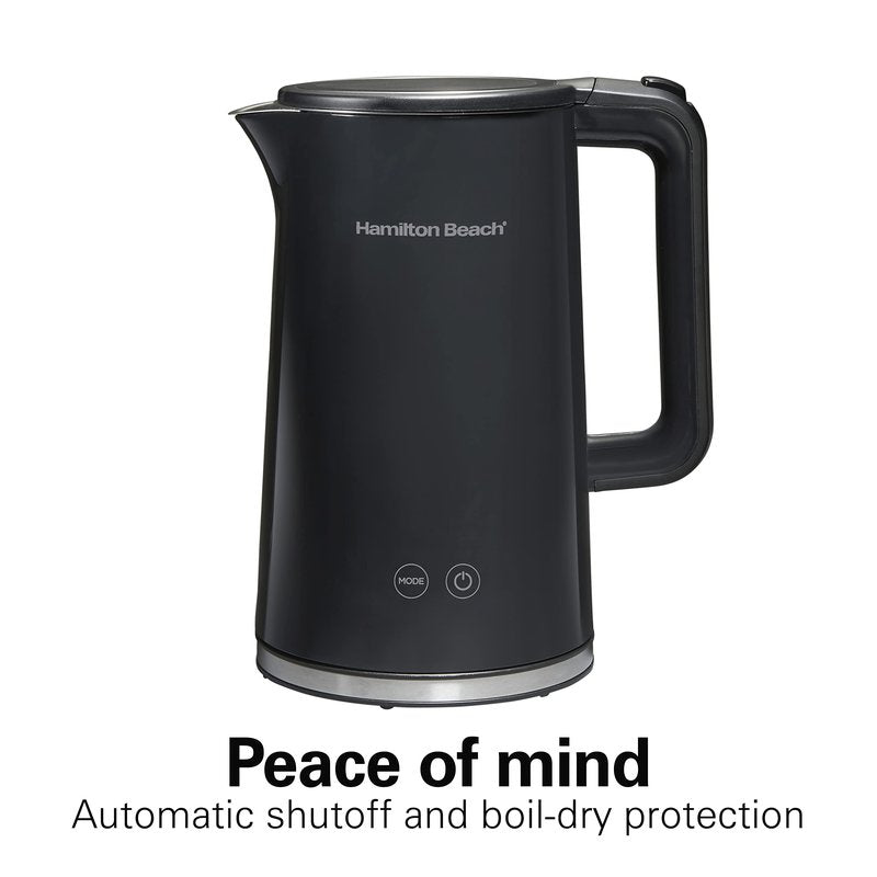 Hamilton Beach Digital Temperature Control Electric Tea Kettle, Hot Water Boiler & Heater 1.7L, 5 Preset Modes + Keep Warm, Fast Boil 1500 Watts, BPA Free, Cool-Touch Exterior, Black (41033)