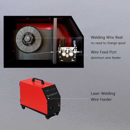 Tax Inclusive 1200W Laser Welding Machine Handheld, 4 in 1 Fiber Laser Welder Cutter Rust Removal Cleaner with Torch Set & Auto Wire Feeder, Wheeled Water-Cooled Laser Welder Machine 220V for Metal