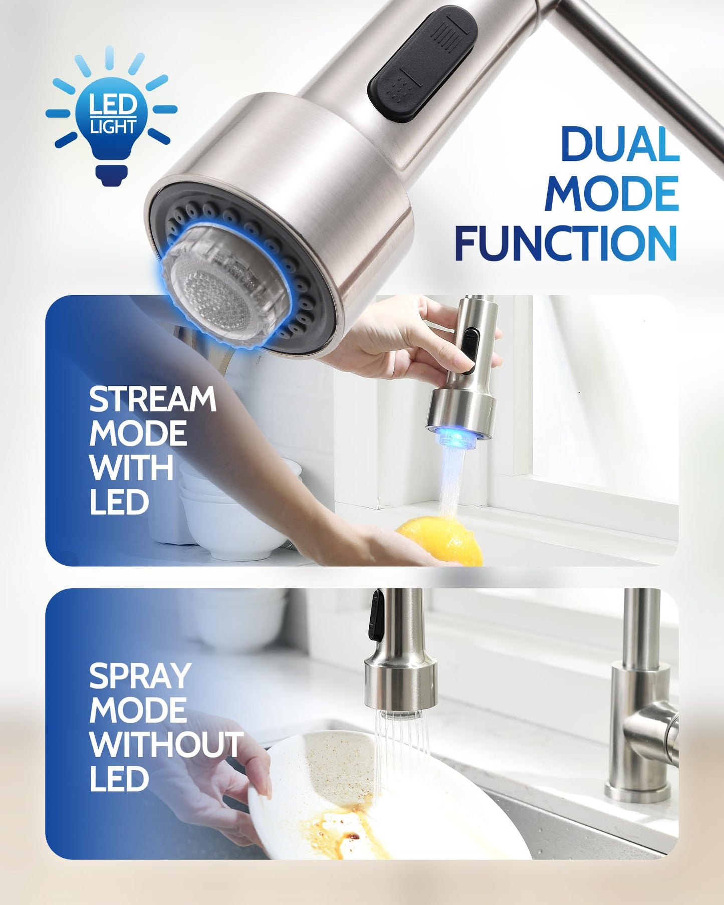Kitchen Faucet with Pull Down Sprayer, High Arc Single Handle Stainless Steel Kitchen Sink Faucet with Sprayer for Rv Camper, Matte Black