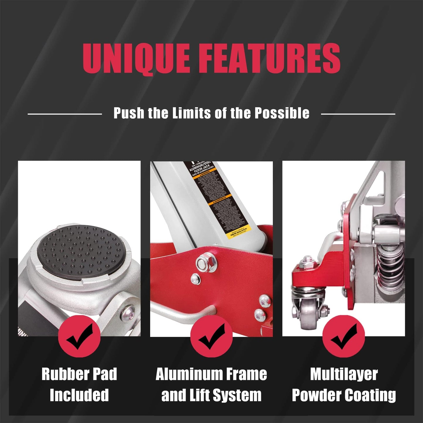 Big RED 1.5 Ton Floor Jack,Aluminum and Steel Hydraulic Low Profile Car Jack with Dual Piston Quick Lift Pump,Lightweight Racing Floor Jack for Vehicle,3,000 lb Capacity,Red,TAM815016LR