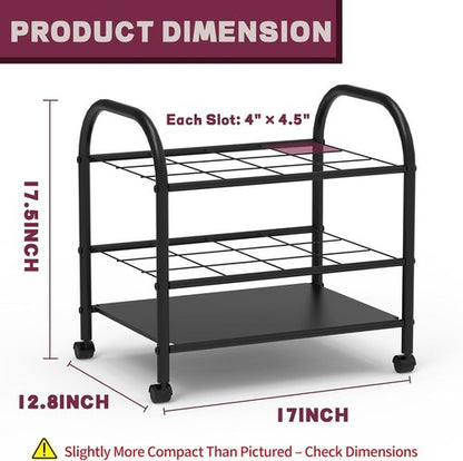 Blueprint Storage Holder with Wheels - 12-Slot Metal Roll File Rack with Silent Casters for Easy Mobility (Black)