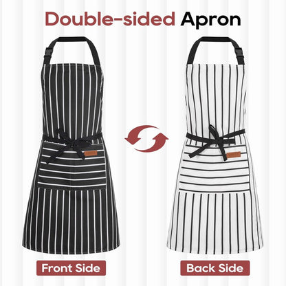 XLSXEXCL Kitchen Cooking Aprons Double Sided Adjustable Bib Chef Apron with 2 Pockets for Women Men Gardening Cooking Art Painting