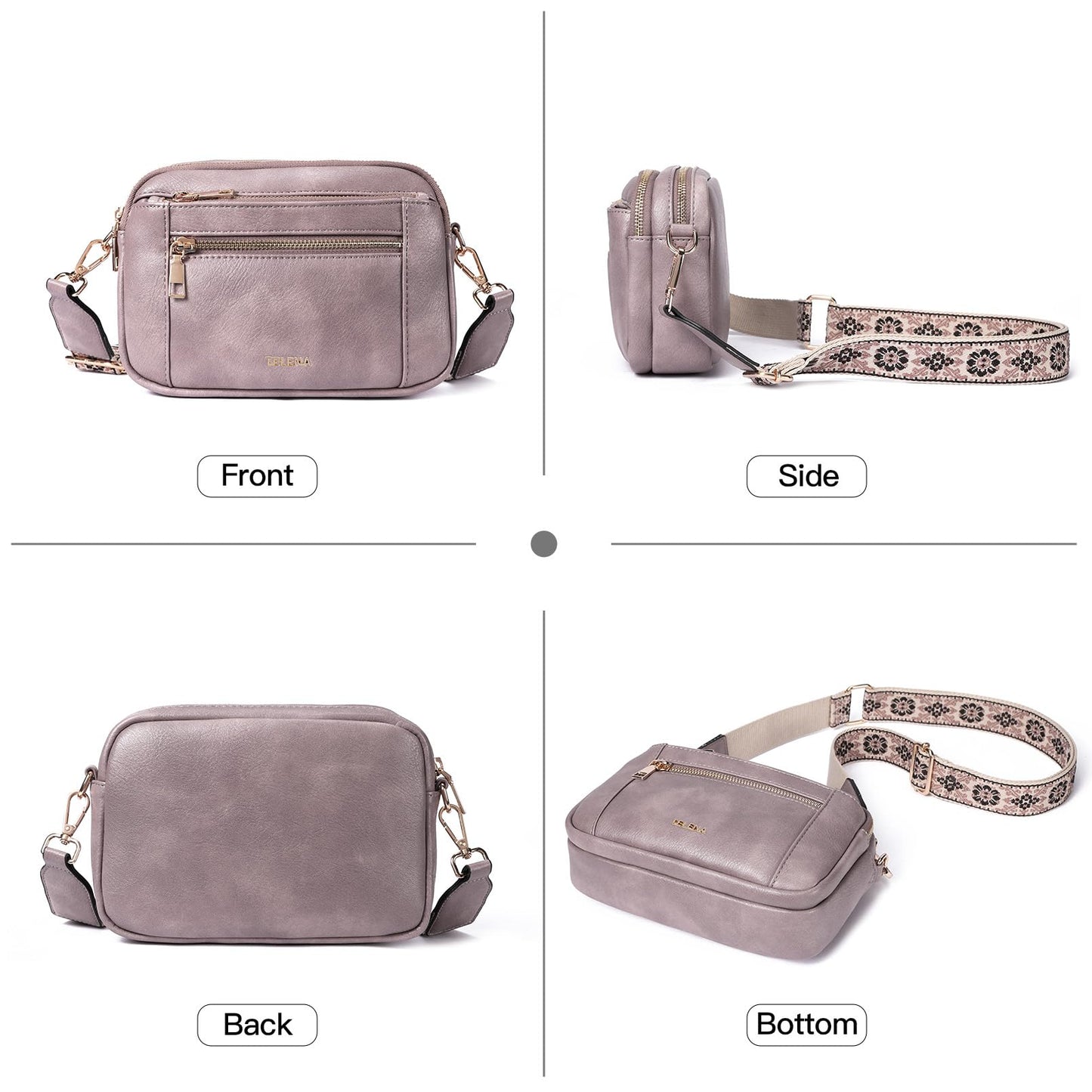 Telena Small Crossbody Bags For Women Vegan Leather Crossbody Purse With Adjustable Wide Strap For Daily Life