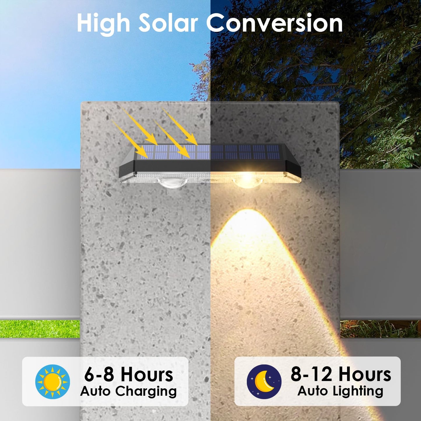 Solar Fence Lights Outdoor - 2700/4000/6000K 3 Mode, IP65 Waterproof Fence Solar Lights Outdoor, Fence Light Solar Powered for Outside, Backyard/Railing/Step/Patio/Wall and home improvement(8 pack)