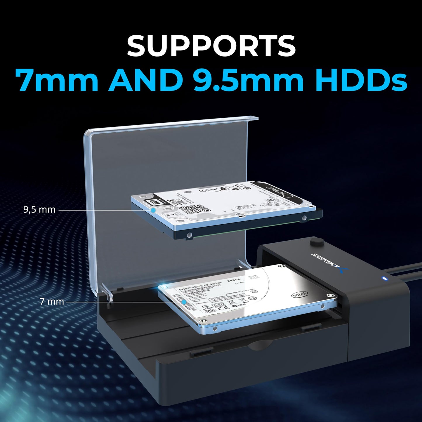SABRENT USB 3.0 to SATA External Hard Drive Lay-Flat Docking Station for 2.5 or 3.5in HDD, SSD [Support UASP] (EC-DFLT)