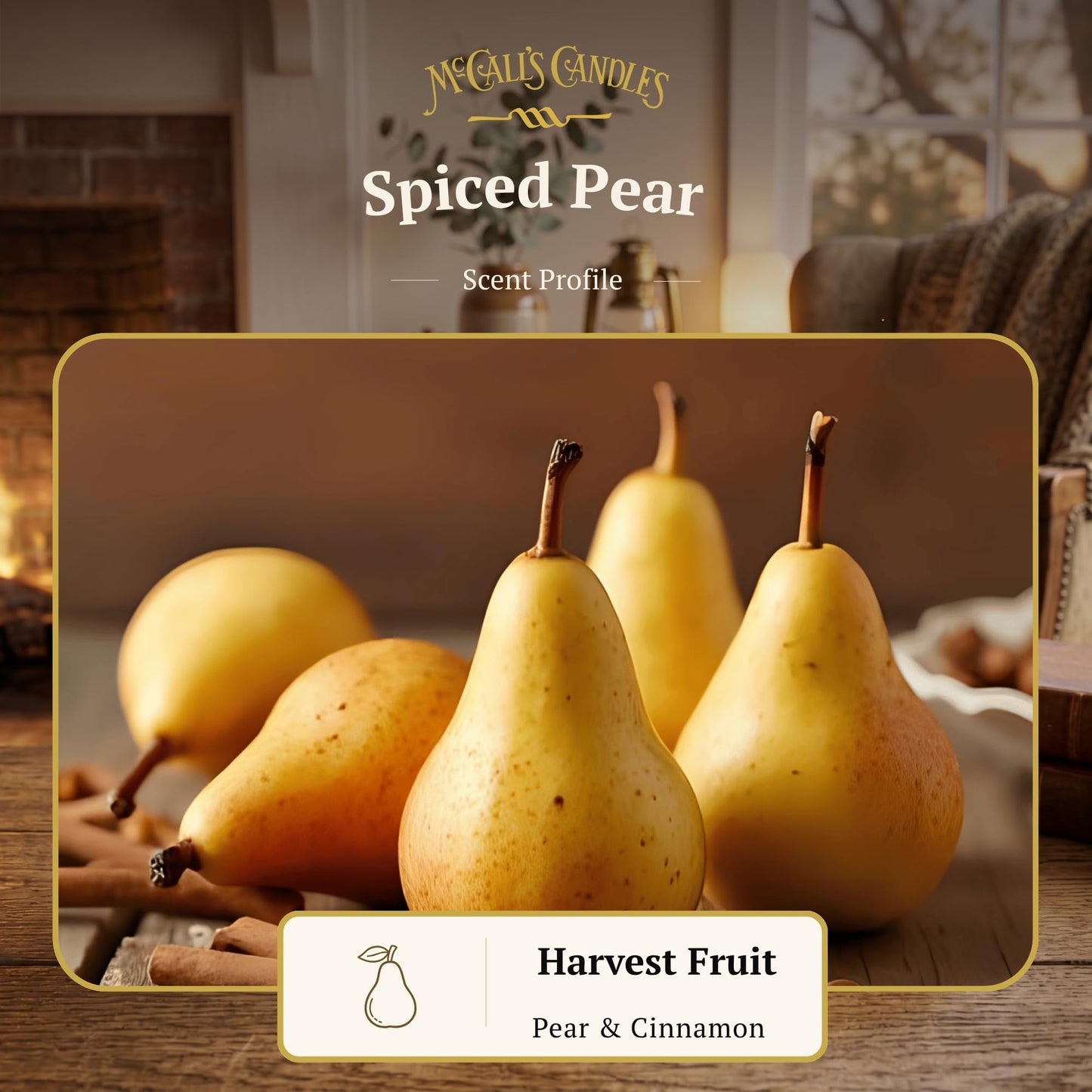 McCall’s Candles | Spiced Pear | 26 oz Scented Candle | USA-Poured | Vintage Rustic Jar with Carrying Handle | Cozy Fall-Inspired Fragrance