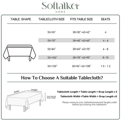 Softalker Outdoor Tablecloth Rectangle, Waterproof Linen Cotton Farmhouse Table Cloths with Tassel, Heavy Weight Wrinkle Free Boho Table Cover for Picnic Camping Dining - 55 x 70 Inch, Coffee Lines