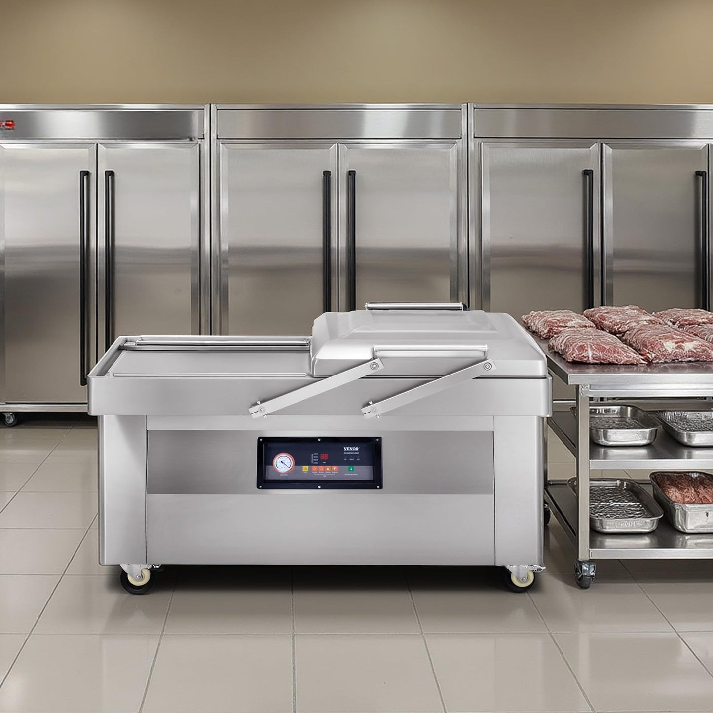 VEVOR Chamber Vacuum Sealer, 1200W Sealing Power, Vacuum Packing Machine for Wet Foods, Meats, Marinades and More, Compact Size with 23.62" Sealing Length, Applied in Home Kitchen and Commercial Use