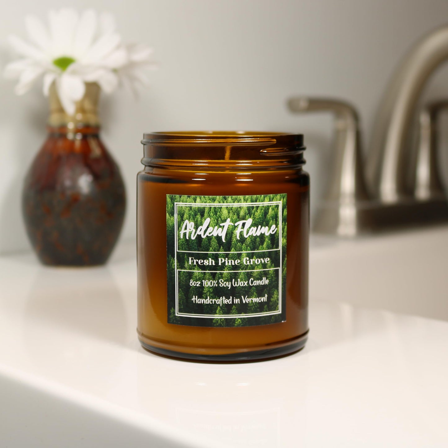 Ardent Flame Candles | Fresh Pine Grove | 100% Natural Soy Wax Candle for Home Decor | Highly Scented | Premium Fragrance | Handmade in Vermont, USA | 8 oz | Long Lasting | Gift for Women and Men