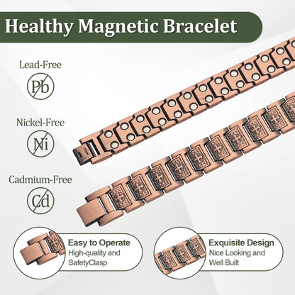 Fashtour Copper Cross Bracelet for Men, Ultra Strength Copper Bracelet & Ring Set Include Adjustable Link, Jewelry Gift