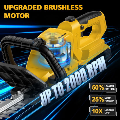 Electric Hedge Trimmer Cordless Compatible with DEWALT 20V MAX Battery, 20-Inch Cordless Hedge Trimmer, Brushless Bush Trimmer, 2/3'' Cutting Capacity, Lightweight & Rotatable Handle(No Battery)