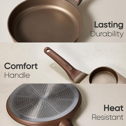 CAROTE Pots and Pans Set Non Stick, Cookware Sets Nonstick 21 pcs Kitchen Pot & Pan, Induction cookwasre Compatible with Crepe Frying Pan PFOA/PFOSFree