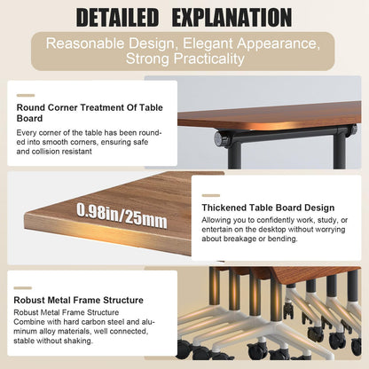 Folding Conference Table,Rolling Conference Room Tables on Wheels,Modern Flip Top Mobile Training Table,8Pack Stackable Foldable Meeting Room Table,Modular Business Tables for Office Training Room