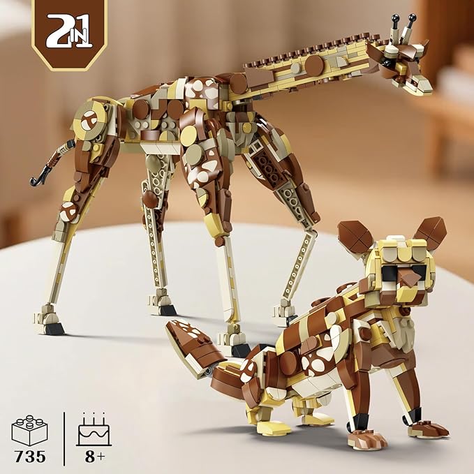 Lynda Animal World Giraffe Building Blocks Set DIY Assembly Toy Educational Toy for KidsAge 8 Plusfor Birthdays