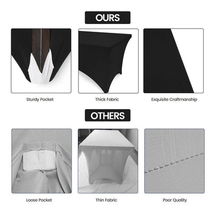 Utopia Kitchen 8FT Spandex Tablecloth [2 Pack, Black] 200 GSM Stretch, Fitted, Washable and Wrinkle Resistant Table Cloth Rectangle Cover for Trade Shows, Wedding, Parties [96Lx30Wx30H Inch]
