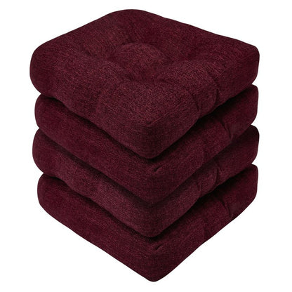 Basic Beyond Chair Cushions for Dining Chairs, Non-Slip Chair Pads, Thick Seat Cushions for Dining Room Chairs, Kitchen Chair Cushions Set of 4, 17" x 17" x 4", Burgundy