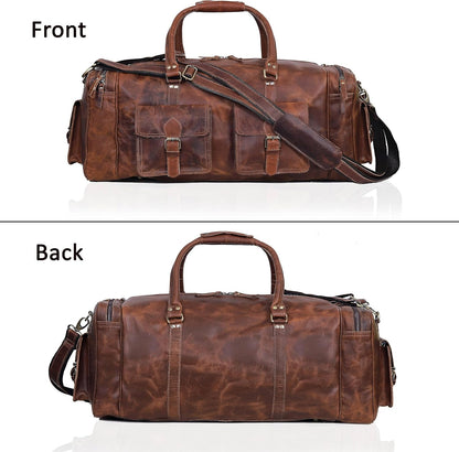 Large duffel bags for men holdall leather travel bag overnight gym sports weekend bag 32 Inch