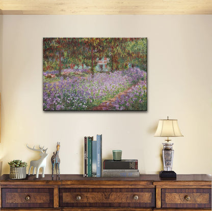 Irises in Monet's Garden, 1900 by Claude Monet - Large Canvas Art Bathroom Wall Decor Painting Print Framed for Living Room Bedroom Home Kitchen Decorations 24" x 36"