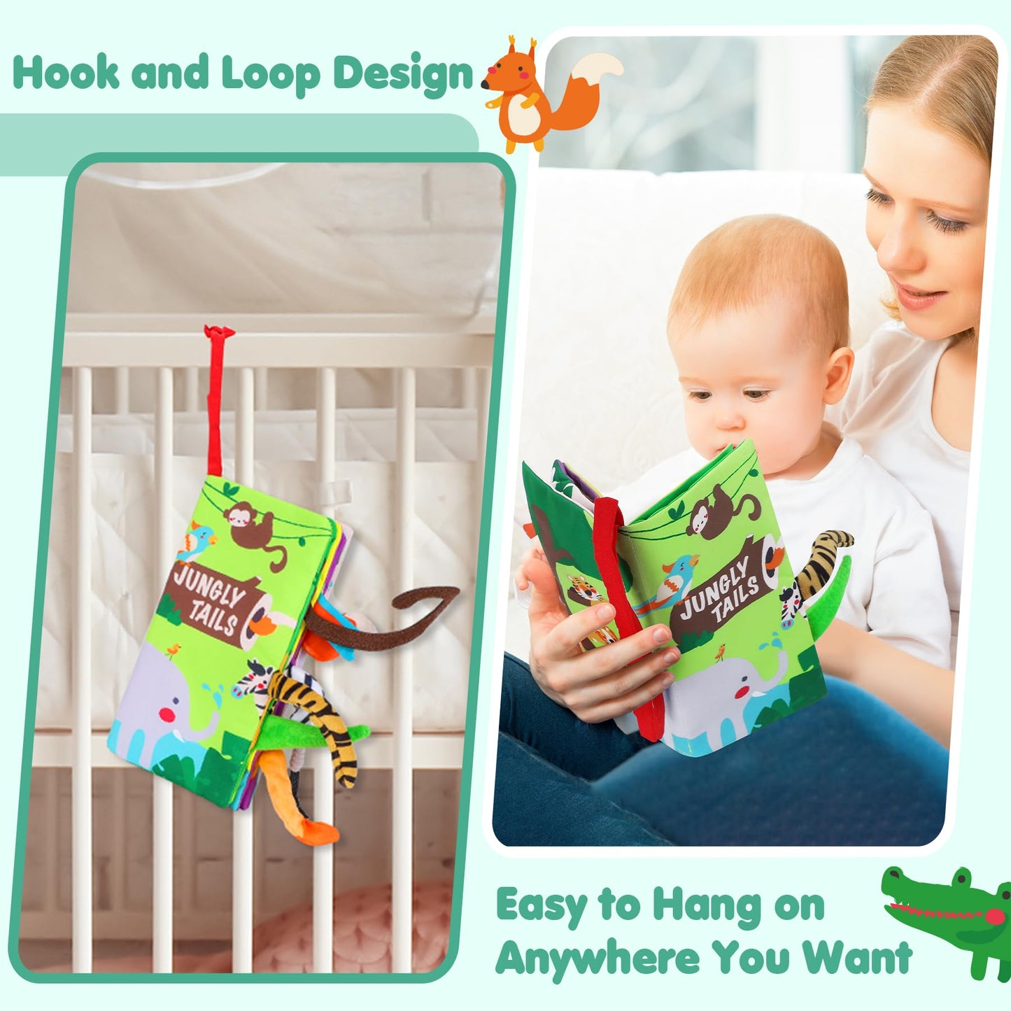 beiens Baby Books Toys, Touch and Feel Crinkle Cloth Book for Infant Baby 0-3-6-12-18 Months, Early Development Interactive Stroller Soft Toys, Easter Basket Essentials Shower Gifts for Boys Girls