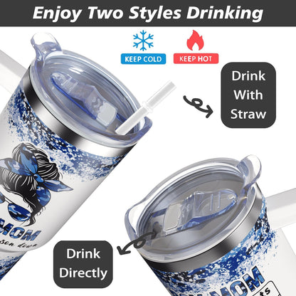 qynspngs Boy Mom Gifts,40oz MamaTumbler With Handle Lid And Straw,Birthday,Christmas,Thanksgiving,Mother's Day Gifts For Boy Mom From Husband,Son,Camo Mama Coffee Cups Travel Mug