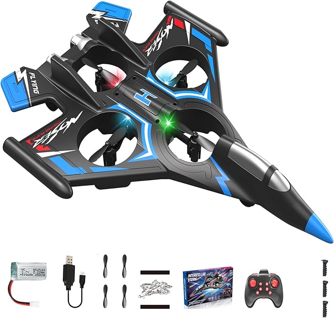 RC PlaneFoam Remote Control Airplanesfoam airplanes RC Planes for Kids Adults RC Airplane Fighter Jet with Lightremote control airplane for kids360°Flip Fighter Jet ToysAirplaneToy (BLUE)
