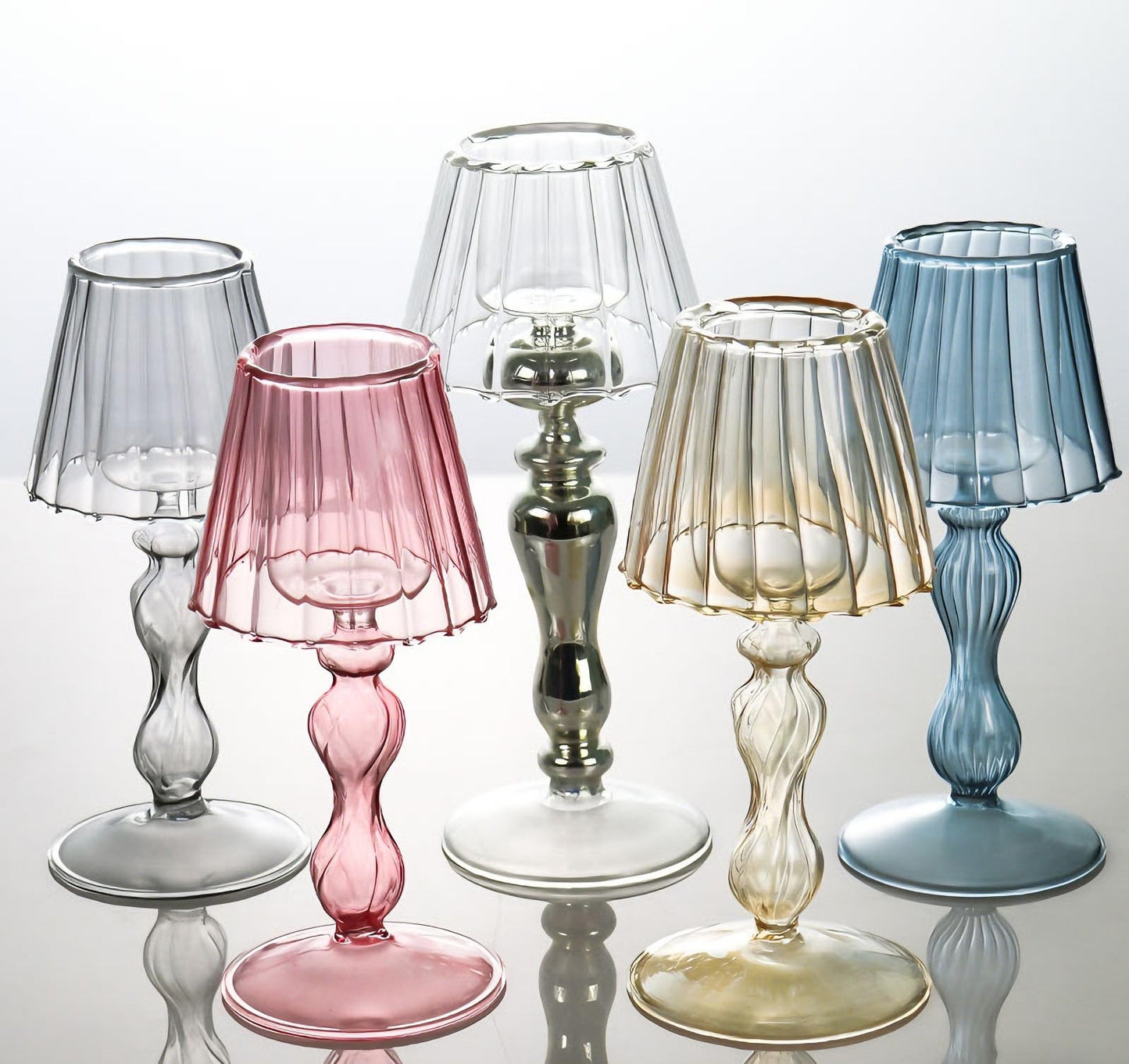 Maimeili Glass Candle Holder Hurricane Crystal Decorative Candle Fits Standard Tealight for Table Wedding Dinning Centerpieces Party Supplies Home Decor