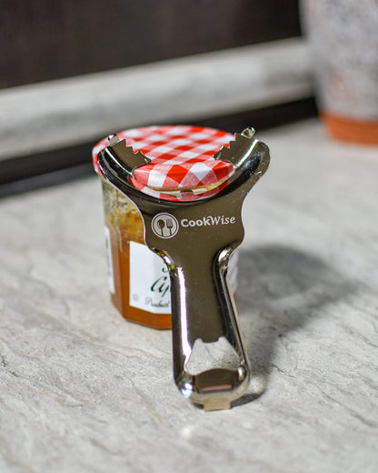 Cookwise Mason jar opener no lid dents or damage multi-purpose easy twist manual handheld top remover utensil made for lifetime