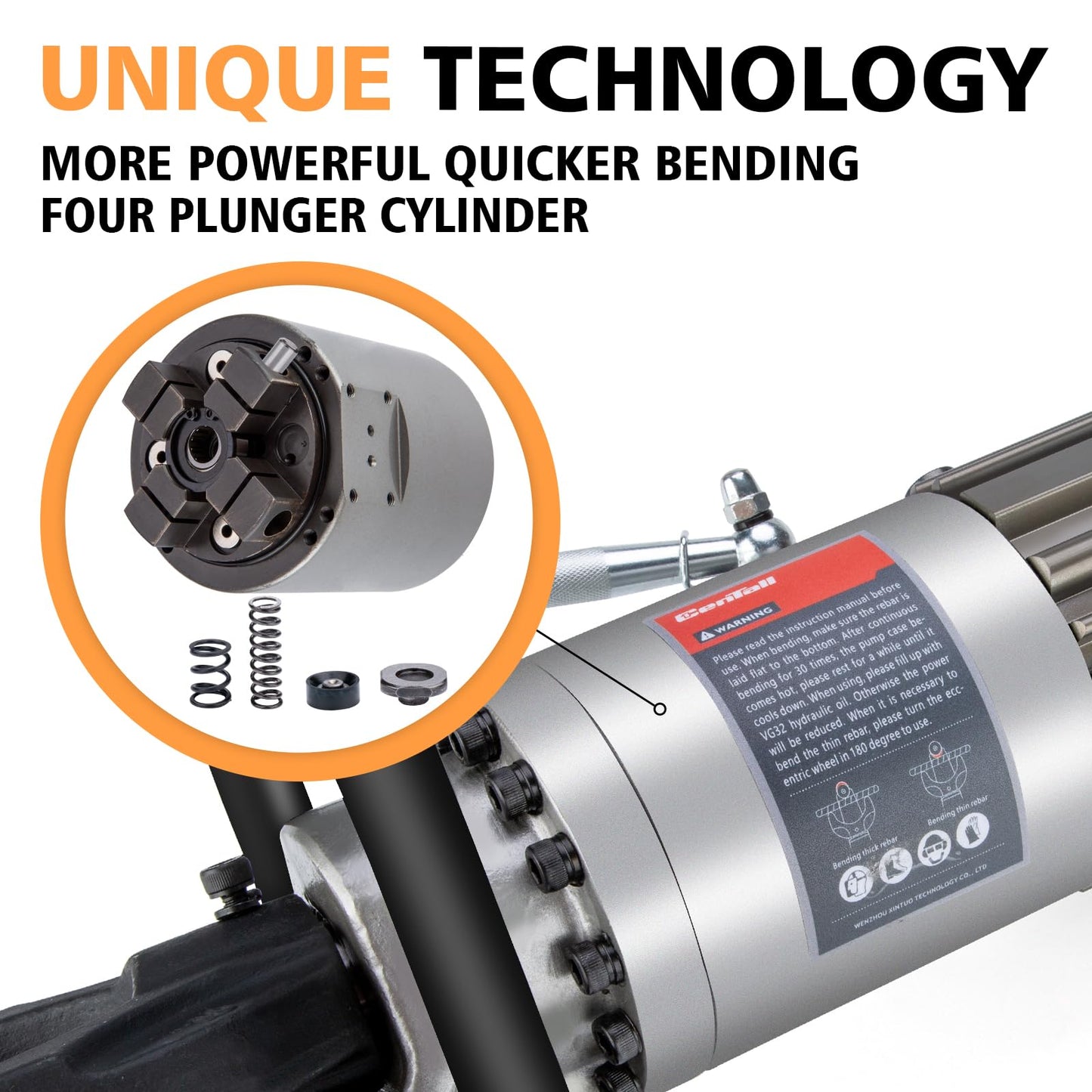 CENTALL Electric Hydraulic Rebar Bender 1150 W Hydraulic Rebar Bending Machine 7/8 Inch #7 10-22mm Rebar within 2.5-3 s Easy Bending Rebar Steel Bar HRB-22 (Grey + Orange)