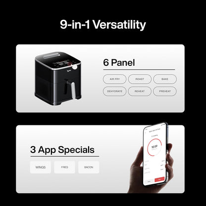 Typhur Sync 8QT AI Smart Air Fryer - 9-in-1 Non-Toxic Ceramic with Wireless Meat Thermometer | Cooks 6lb Chicken