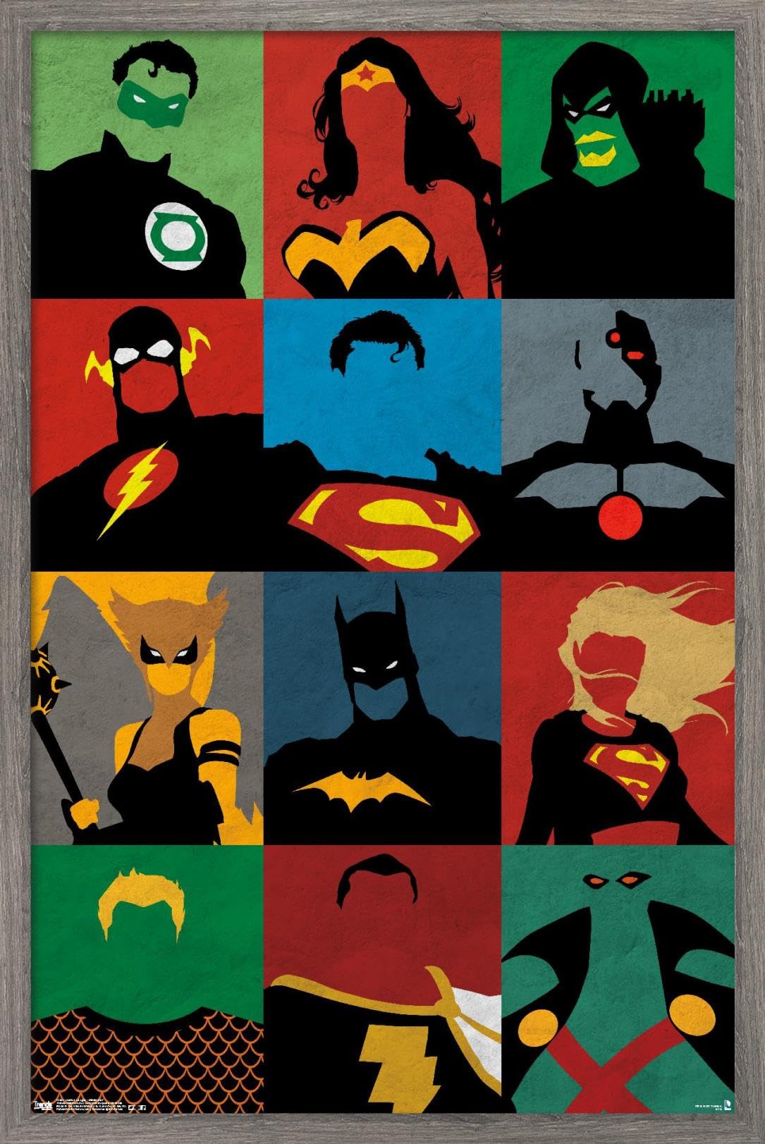 Trends International DC Comics - Justice League - Minimalist Wall Poster, 14.725" x 22.375", Barnwood Framed Version