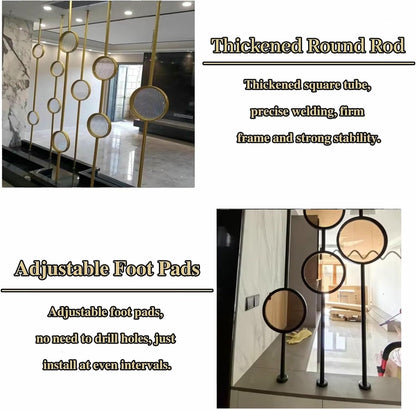 HCZKIUJ Metal Wall Partition Post Room Divider, Modern Partition Column Slats for Home Office Entryway, Portable Tile to Floor Privacy Screen Dividers (Style A Black)