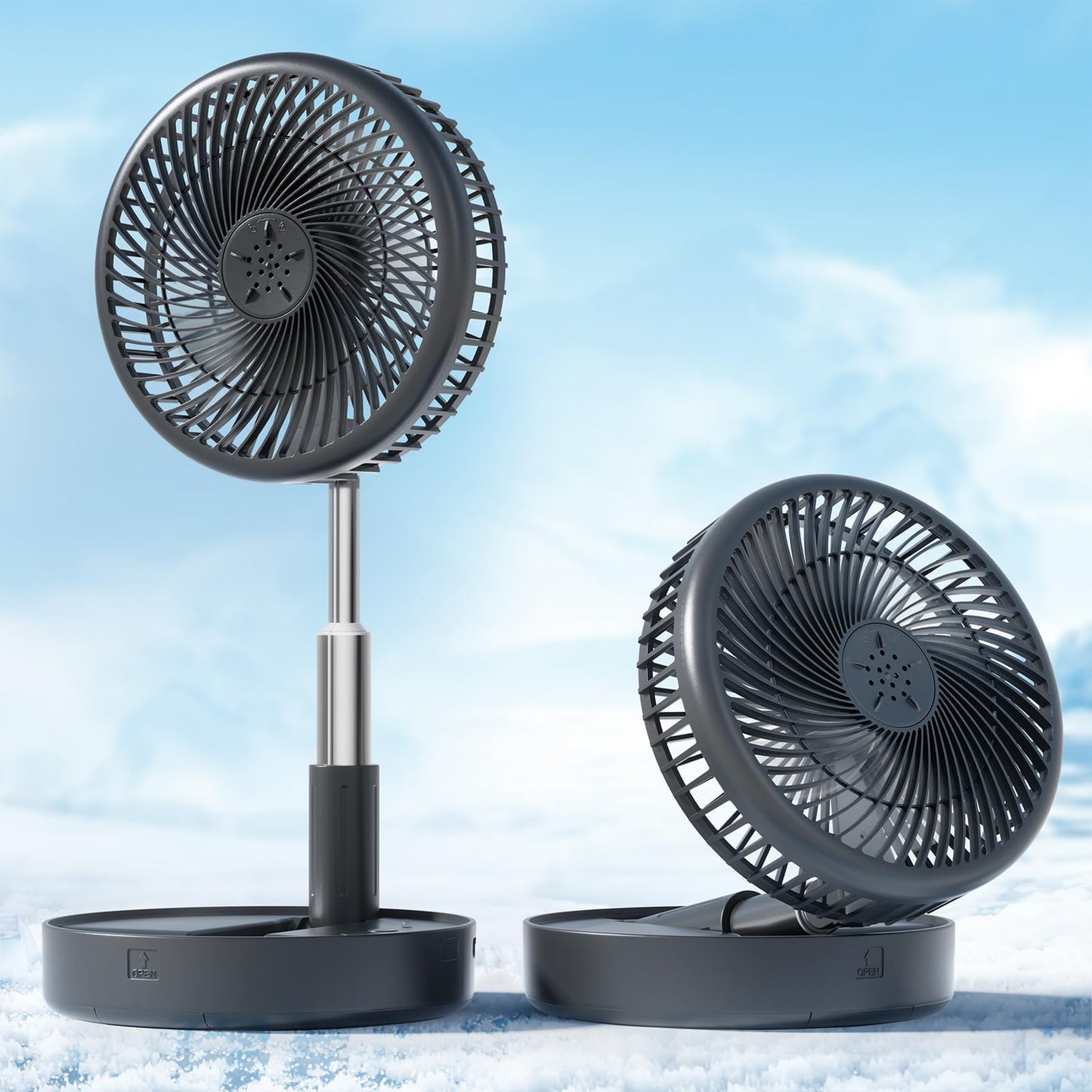 Primevolve Portable Fan,Battery Operated Rechargeable USB Fan with Remote, Foldable Floor Table Desk Pedestal Fan for Bedroom Camping Travel,Black 7.7"