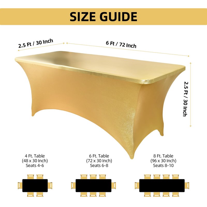 ZarzaaSik 2-Pack 4ft Spandex Table Covers for Rectangular Folding Tables - Wrinkle Resistant Stretch Tight Table Cloths - Ultimate Fitted Table Protector for Parties, Banquet, and Wedding