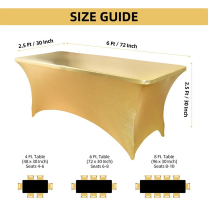 ZarzaaSik 6-Pack 6ft Spandex Table Covers for Rectangle Standard Folding Tables - Wrinkle Resistant Stretch Tablecloths - Ultimate Fitted Table Protector for Parties, Trade Shows, Wedding