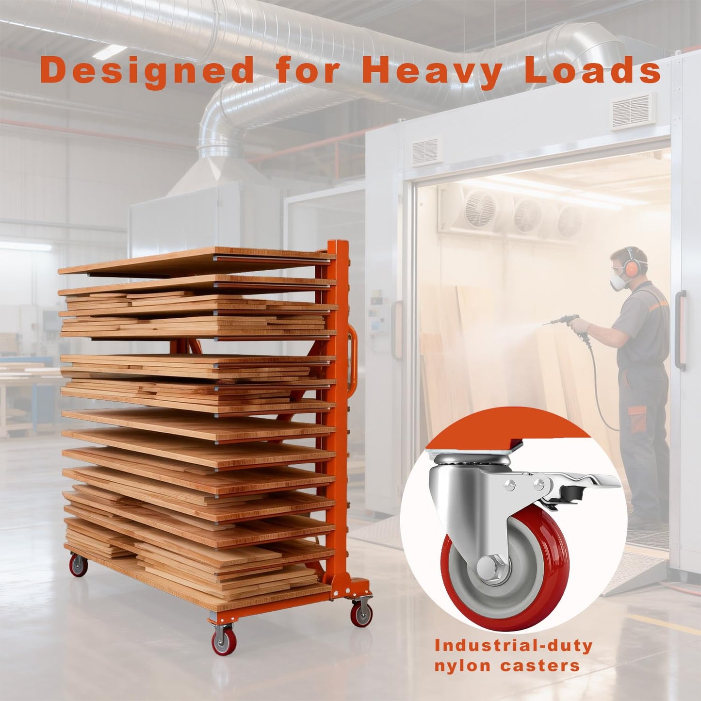 CC LOT Industrial 15-Tier Paint Drying Rack with Wheels, Width Adjustable 12"-58", 110 lbs Per Shelf, Heavy Duty Metal Drying Stand for Cabinet Doors, Factory, Professional Use