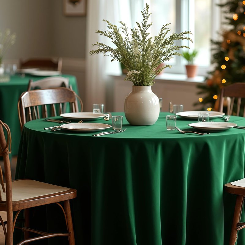sancua 120 Inch Round Tablecloth, 8 Pack Hunter Green - Circle Polyester Fabric Table Cloth for Chiristmas Party Reception Banquet Birthday, Washable Formal Table Cover (Fit 48-96 Inch Tables)