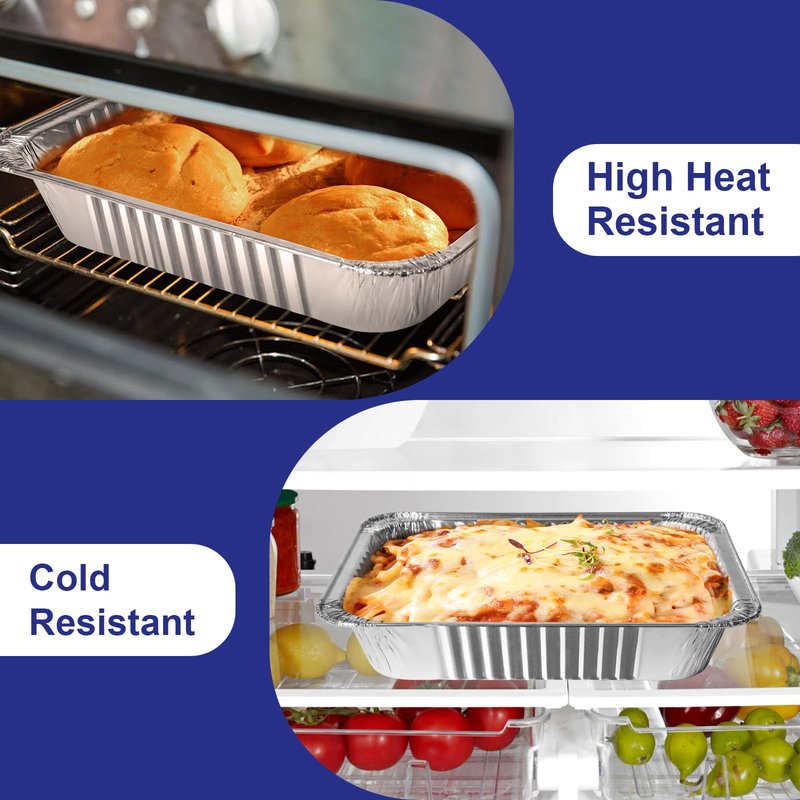9x13 Aluminum Pans with Lids, 30 Pack Extra Heavy Duty Large Foil Pans, Disposable Aluminum Trays for Baking, Cooking, Roasting Turkey, Food Prepping