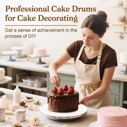 12 PCS Cake Boards 8 Inch Round, 8 Inch Cake Drums, 1/4" Thick Cake Drum, Cake Board Food Grade Cake Base, White Cake Cardboard Circles Bases para Pasteles for Wedding & Party & Pizza Desserts