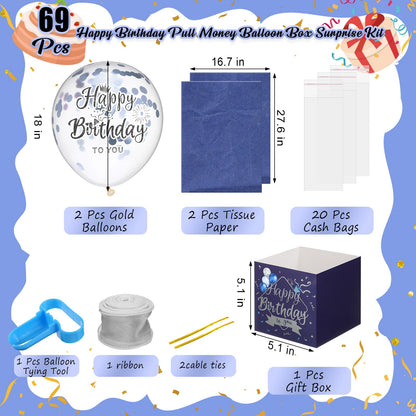 Sumind Birthday Pull Money Balloon Box for Cash Funny Money Balloon Surprise Kit Pull out Cash Holder Gift Box Birthday to You Surprise Gifts for Women Mother Girlfriend Wife(Novelty Style)