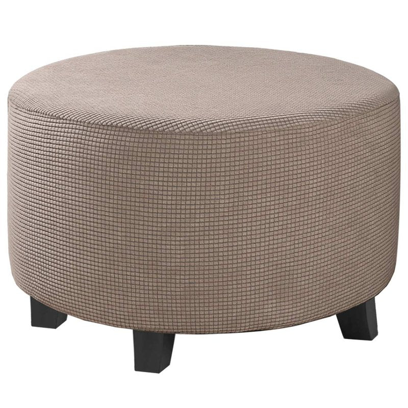 H.VERSAILTEX Ottoman Cover Stretch Ottoman Slipcover Round Ottoman Storage Cover Folding Stool Covers Furniture Protector Cover for Footrest Ottoman Fit Dia 30" - 41", Taupe