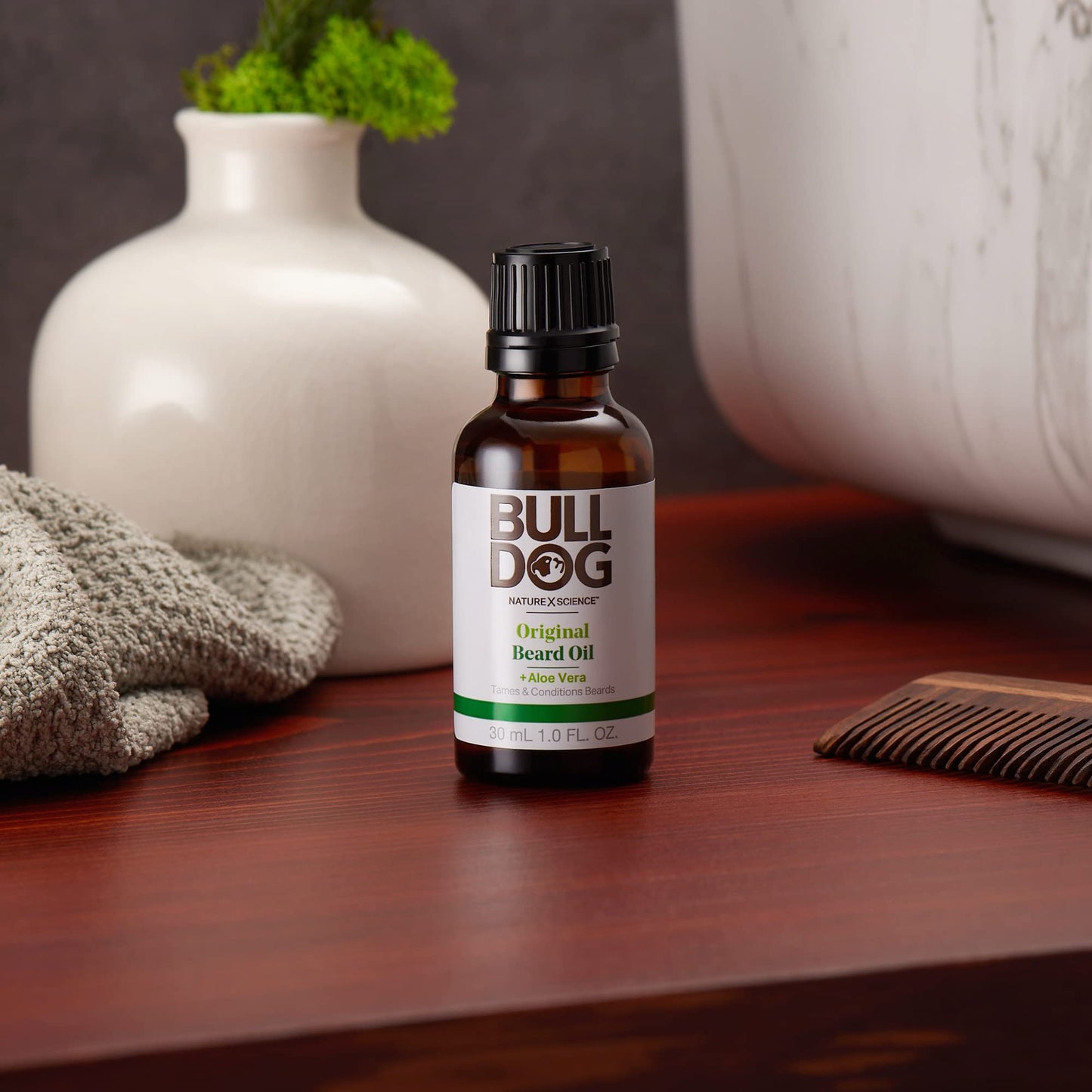 Bulldog Mens Skincare and Grooming Original Beard Oil for Men with Aloe, Camelina & Green Tea, 1 Fl. Oz.