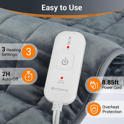 Comfytemp Weighted Heating Pad 17"×33" for Back & Cramps, Extra Large Electric Heat Pad, Birthday Days Gifts for Mom Women Men Dad, Full Body Heated Pad, Deeper Muscle & Pain Relief
