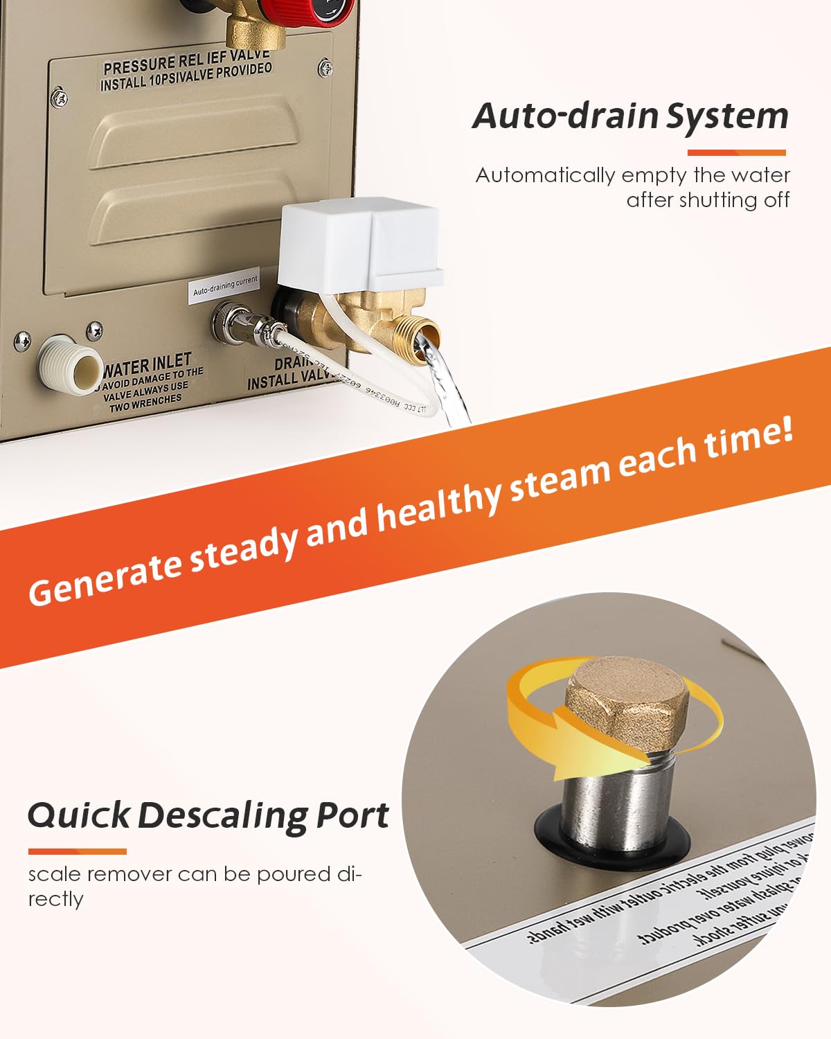 Hapyvergo Steam Shower Generator Kit 6KW for Bath Sauna SPA, Aromatherapy Steam Head, Self-draining System, LED Controller, 212CBFT/6m³Space