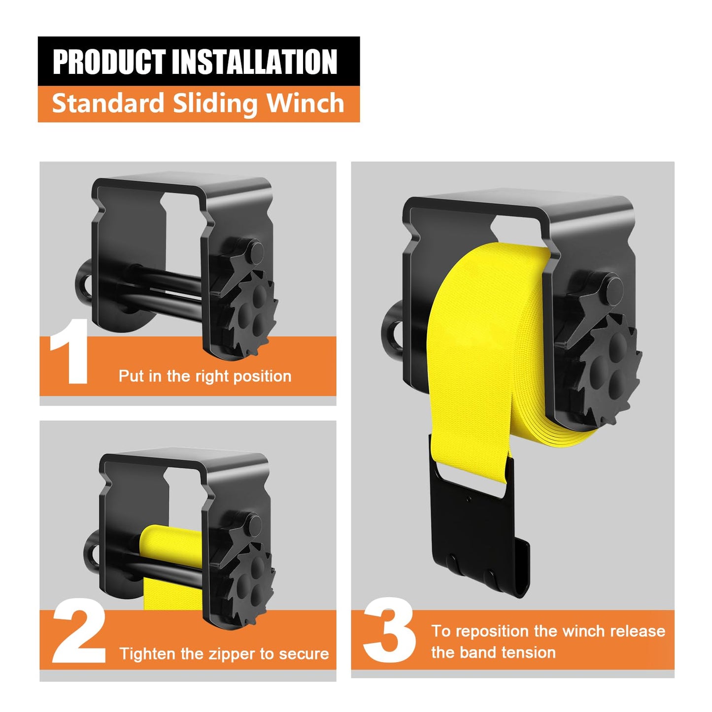SALUINOKI 4 Pack Sliding Winch for Flatbed Trailer Compatible with 4 inch Flatbed Winch Straps 30 Ft, Flatbed Equipment Accessories for Tie Down System