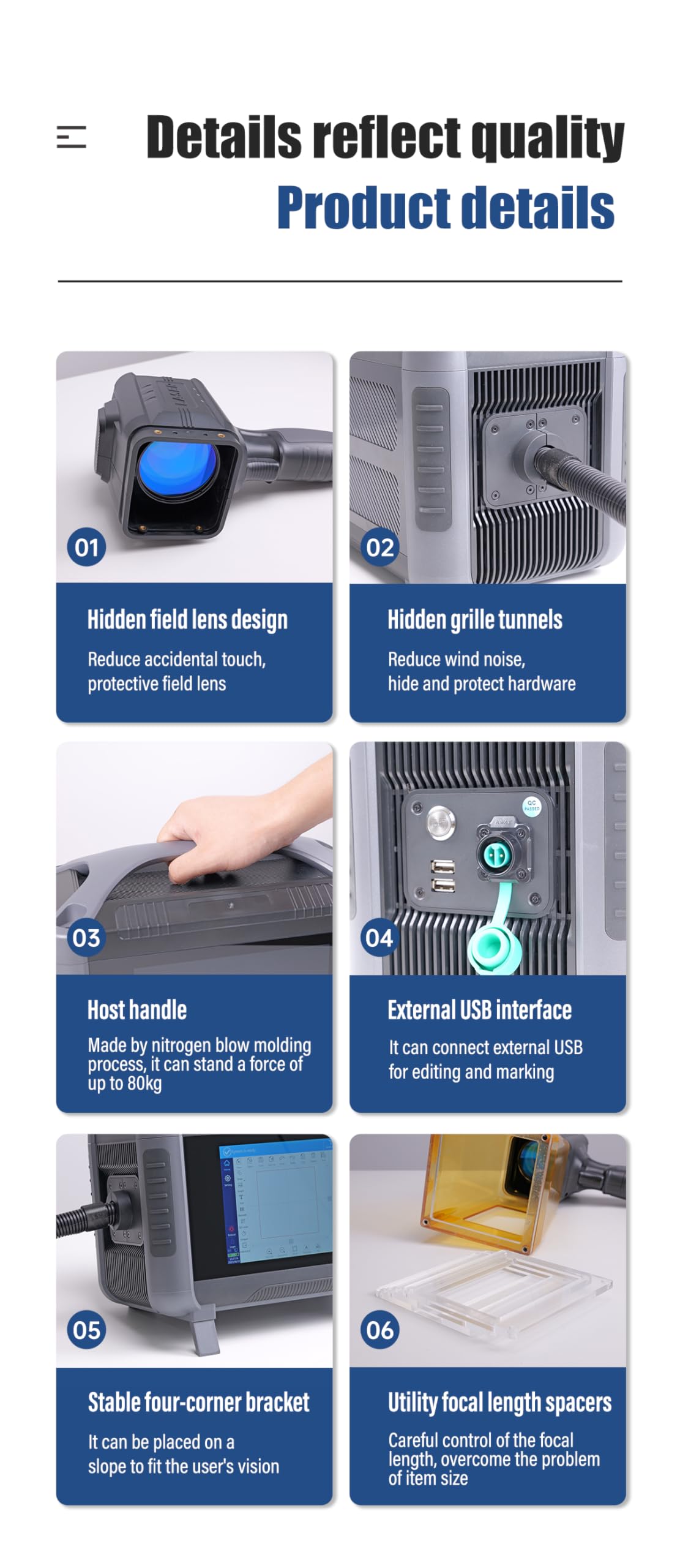 Fiber Laser Engraver Handheld Laser Marking Machine 30W Portable Laser Marker 100mm Logo Printing for Metal 110/220V Laser Engraving Machine for QR Text,Nameplate Laser Class II,Output Power 0.874mW