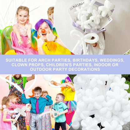 260 Balloons 100 PCS White - Premium Long Skinny Latex Balloons for Animal Twisting, Beginners, Weddings & Birthdays Party Decorations
