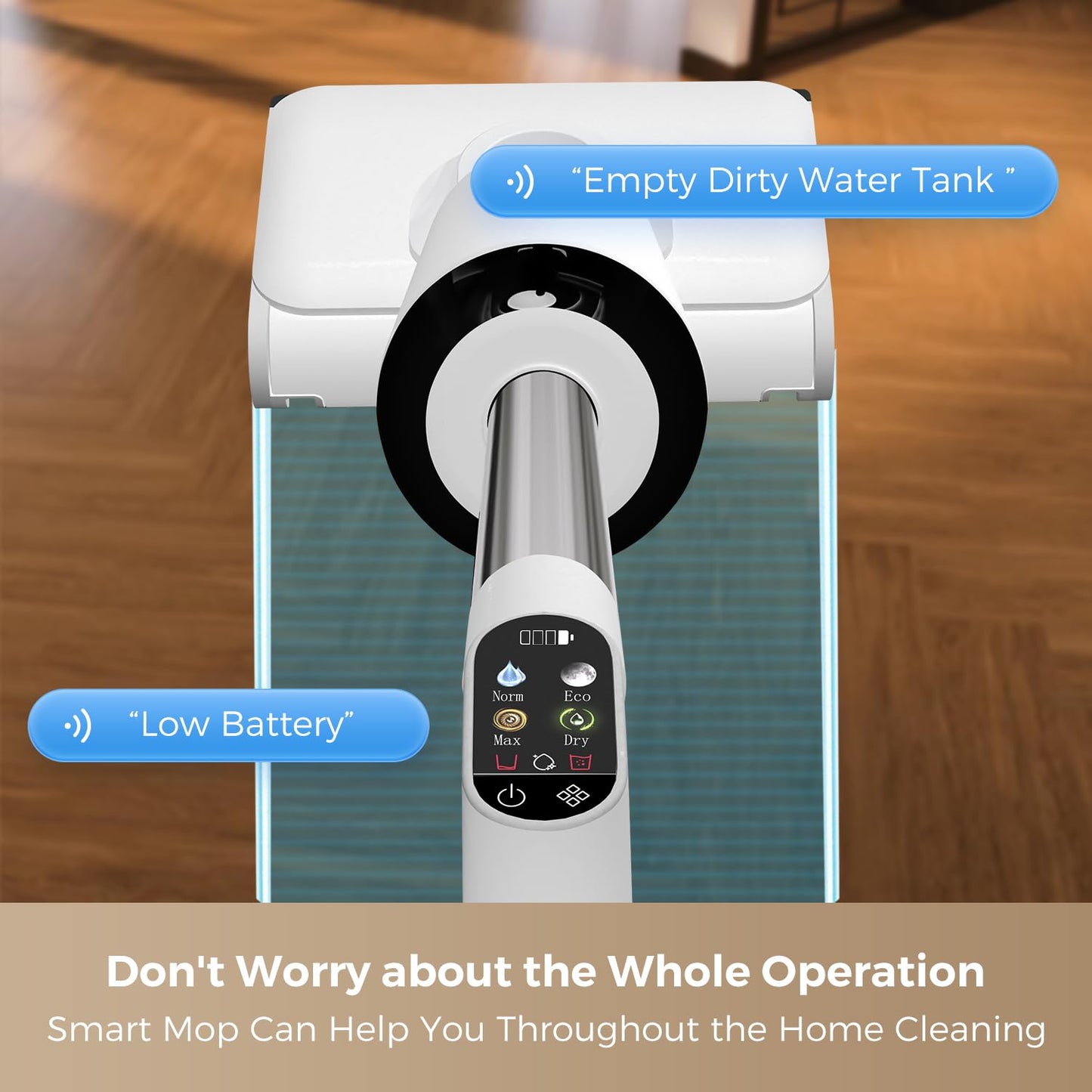 HABIUBIU Wet Dry Vacuum Cleaner, 23KPa Vacuum and Mop Combo, 180° Lay-Flat Design with Edge Cleaning, Self-Cleaning Vacuum Mop for Hard Floors, Up to 35 Min Runtime, LED Display & Voice Prompts