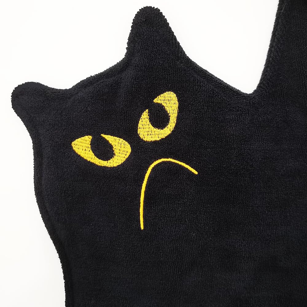 GKIOYRO Cute Hand Towels - Funny Super Absorbent Dish Towels, Decorative Cat Shaped Towels for Bathroom, Kitchen, Living Room, Party - Black Cotton