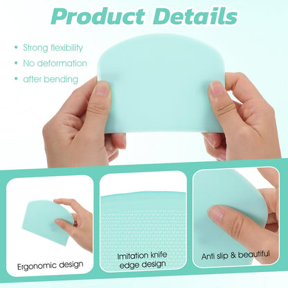 24 Pcs Bench Scraper Dough Scraper for Baking, BPA Free PE Flexible Bowl Scrapers, Food-Safe Plastic Dough Cutter Tool for Bread Cake Fondant Icing (Light Blue, Green, Yellow, Pink)